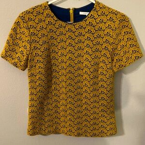 Diane Von Furstenberg Cindy Acorn Lace Blouse Yellow